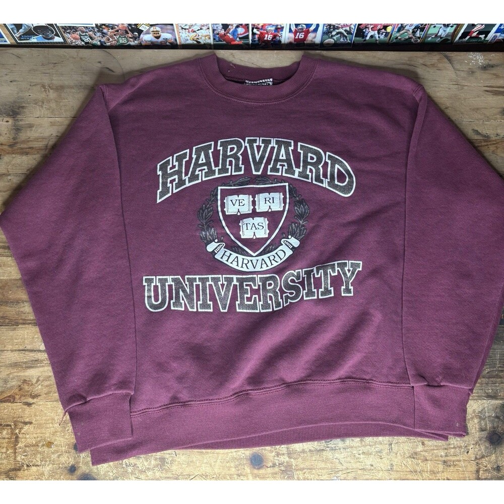 Lee Heavyweight Harvard University Crewneck Sweatshirt Size Large Red Vintage 90